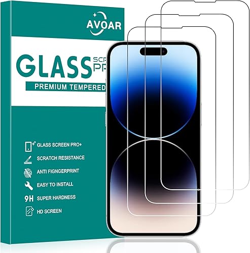 Paquete de 3 protectores de pantalla para iPhone 14 Pro, protector de pantalla para iPhone 14 Pro, 6.1 pulgadas, vidrio templado transparente HD de