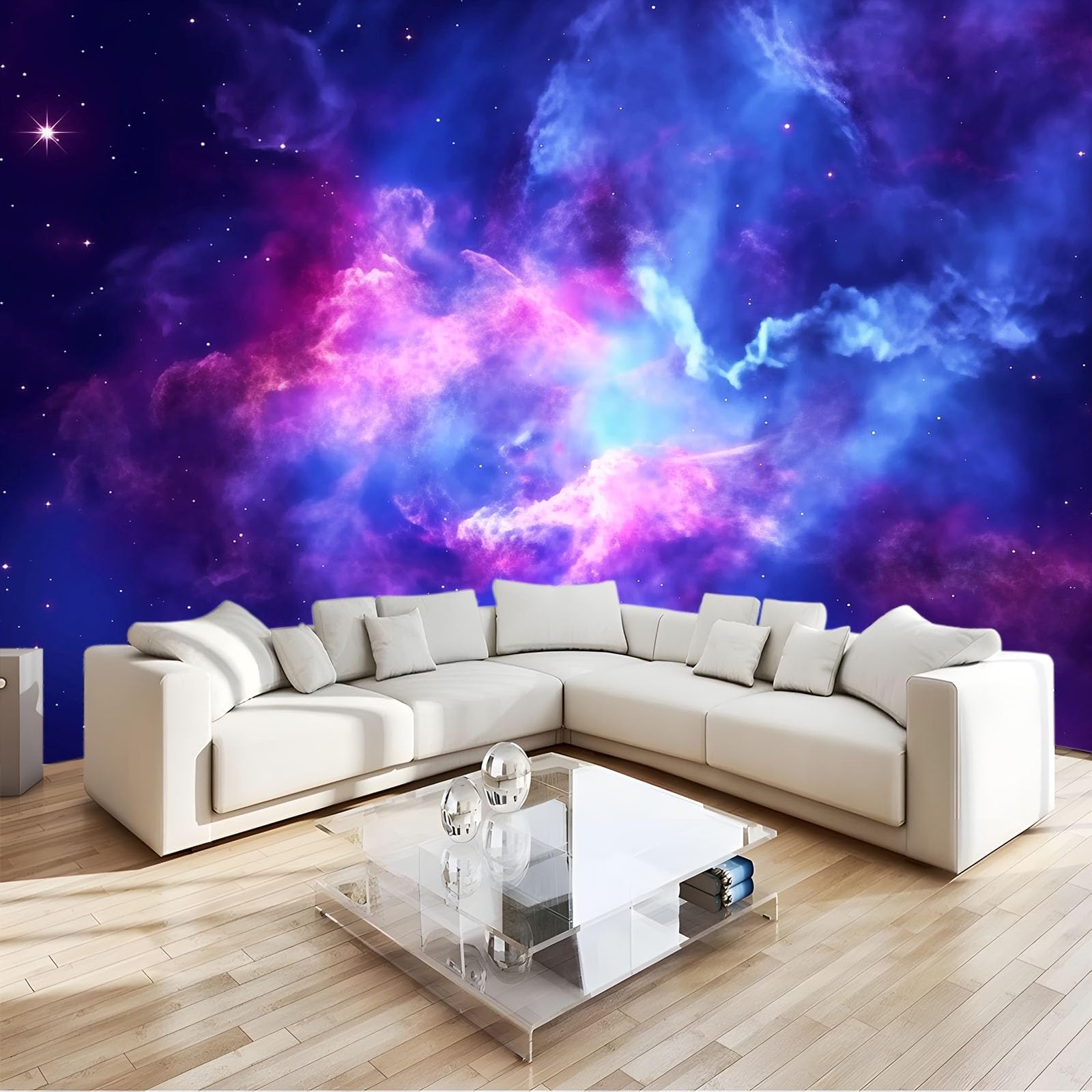 Générique Kolorowa tapeta panoramiczna mgławica kosmiczna galaktyczna 250 x 175 cm tapeta do salonu sypialnia biuro korytarz dekoracja ścienna nowoczesna dekoracja ścienna