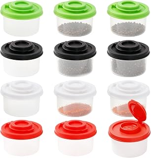 12Pcs Mini Salt and Pepper Shakers Moisture Proof Set | Mini Salt Shaker to go Camping Picnic, Travel Spice Set Clear Plastic Airtight Dispenser for Outdoors Kitchen Lunch Box