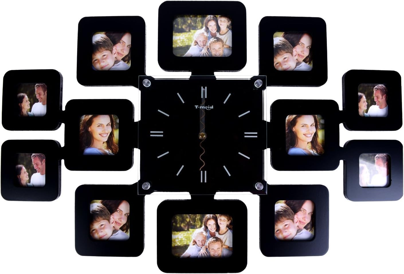LGI Family Time Contemporary Decorative Family Picture Frame Clock - Glass Frame