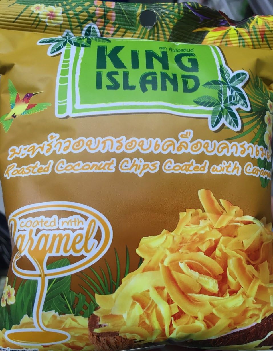 King Island Roasted Coconut Chips Coated with Caramel 1.41 Ounce.