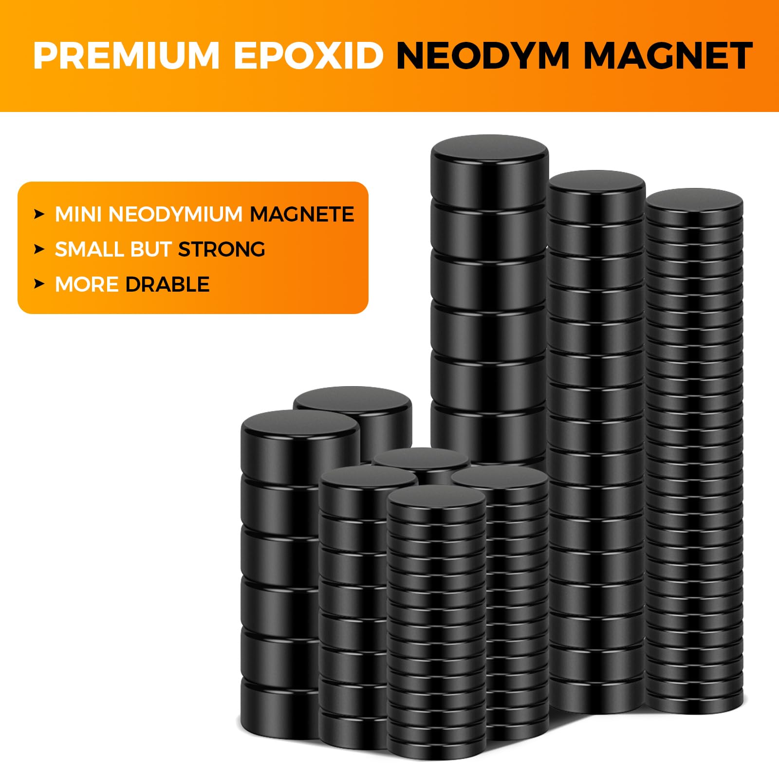 Wukong 5x2mm Negro Pequeños Imanes, 100 Piezas Mini Imán Fuerte de Neodimio para Pizarras Blancas, Nevera, Manualidades, Pizarra de Imanes y Proyectos DIY