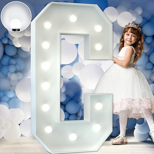 Miniatura 1 de imprsv Letras iluminadas de marquesina de 4 pies, letras blancas frías iluminadas C, letras grandes de marquesina para decoraciones de fiestas,