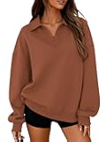 Oversized Sweatshirt for Women Casual Long Sleeve Polo V Neck Shirts Fleece Loose Fit Pullover Tops Fall Fashion