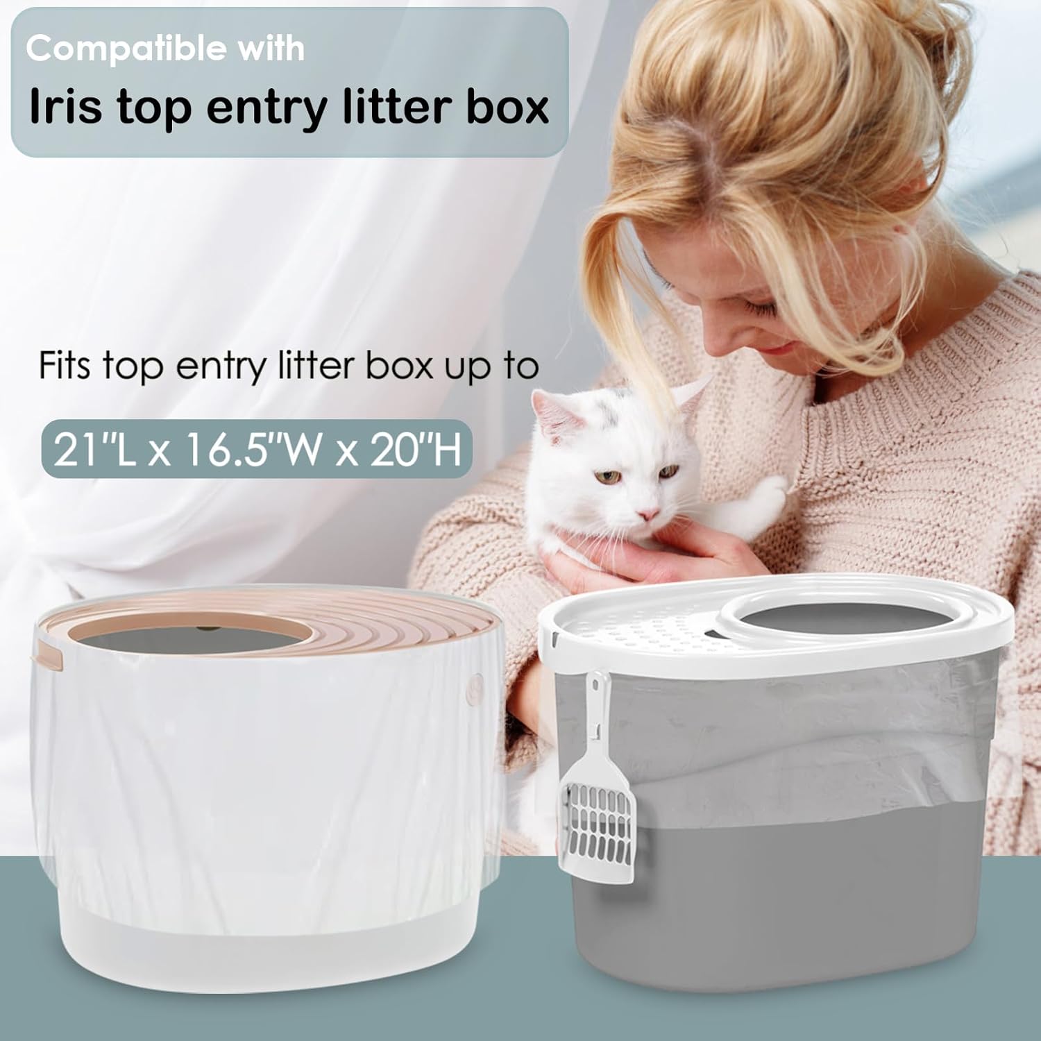 35 Count Cat Litter Box Liners Compatible with Iris Top Entry Litter Box,Tear-Resistance & Ease of Cleaning,Easy Installation for Most Top-Entry Litter Pan Models