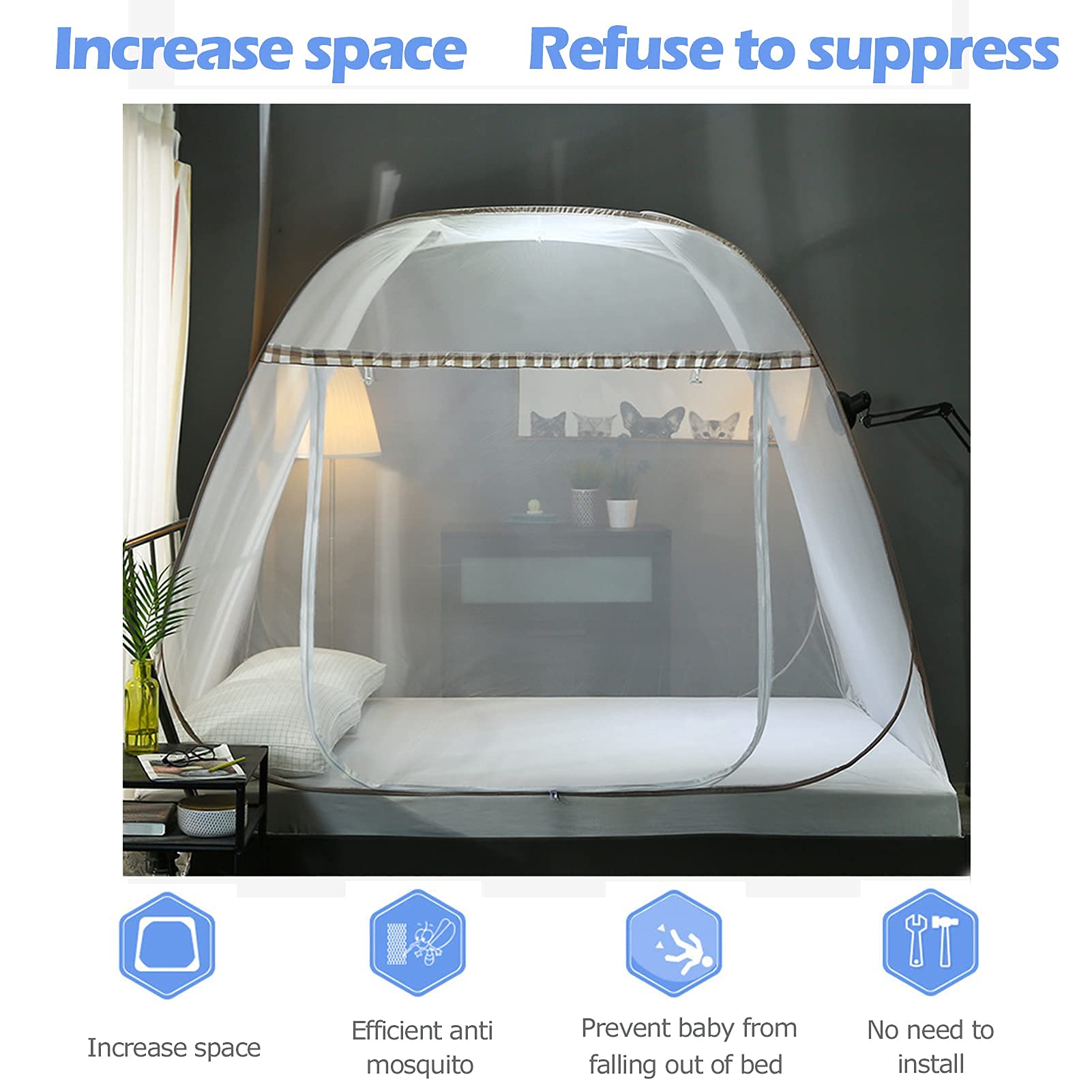 Tenda Zanzariera, Baldacchino per Letto, Rete per Baldacchino, Zanzariera Pop Up per Letto, Zanzariere da Viaggio Portatili di Grandi Dimensioni 180 200 150 cm Porta Singola, Zanzariera Pieghevole p