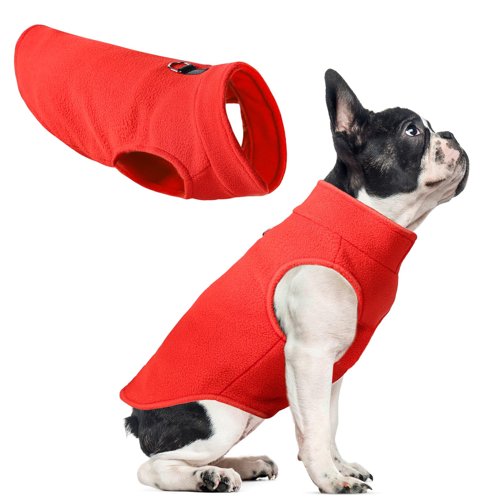 Pull en polaire pour chien rouge taille M chaud et confortable