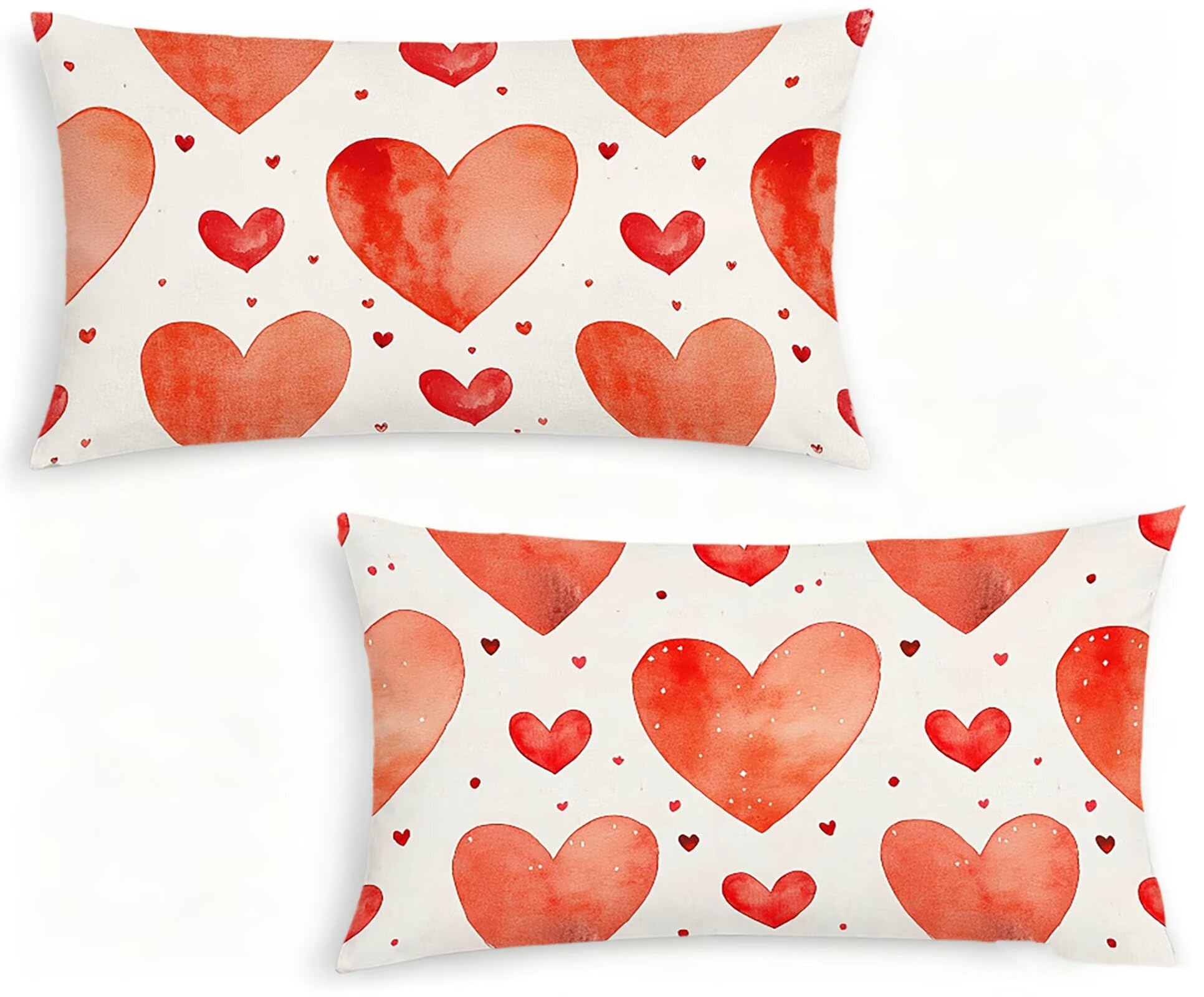 Rot Kissenbezug 60x80 Liebe Kopfkissenbezug 2er Set,Wohnaccessoires & Deko,Weich und Atmungsaktiv Samt Stoff mit Verstecktem Reißverschluss für Bett Sofa Kissen Dekokissen-86379
