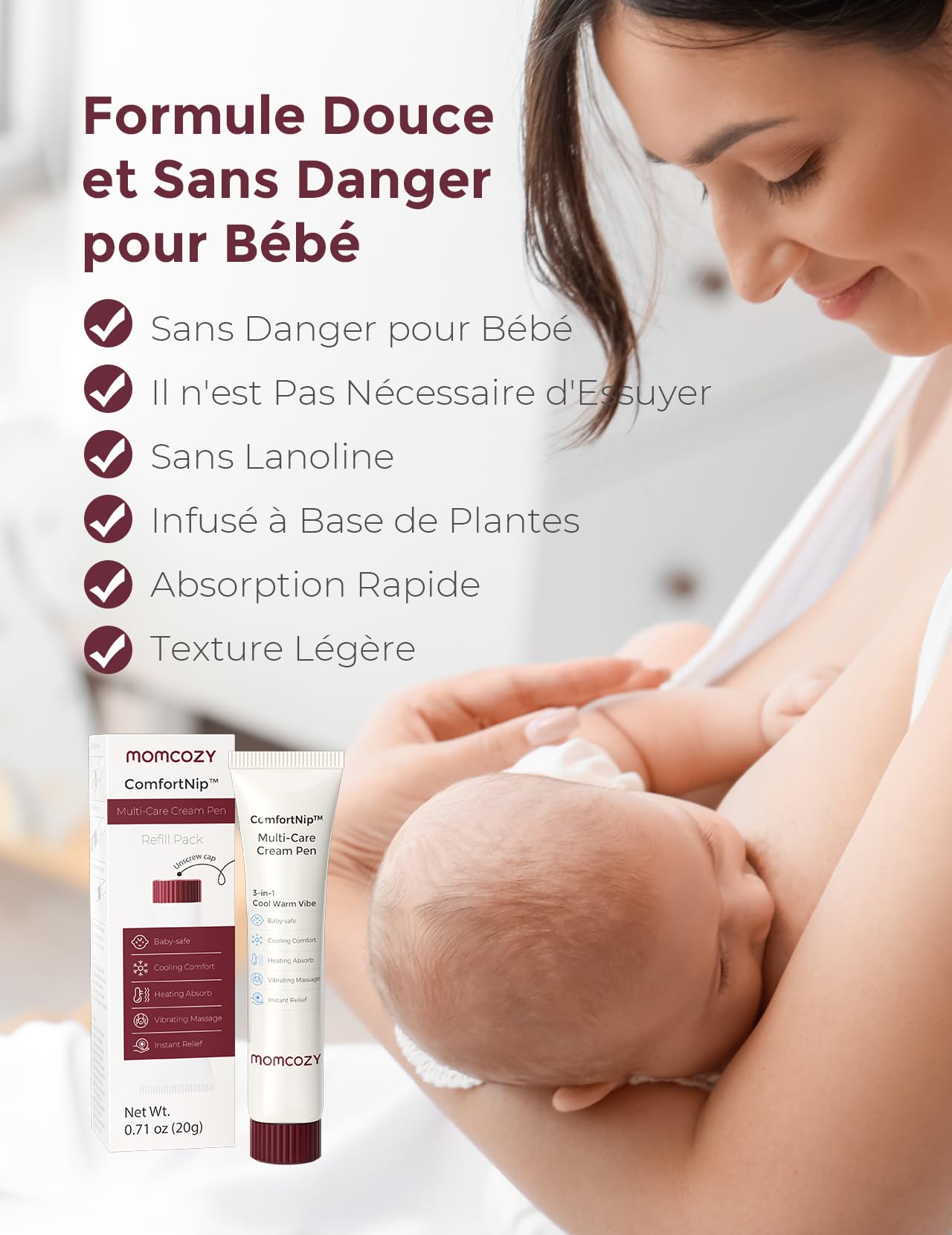 Momcozy ComfortNip Recharge de baume pour mamelons (crème seule 20 g), utilisable aussi seule, sans kit complémentaire nécessaire