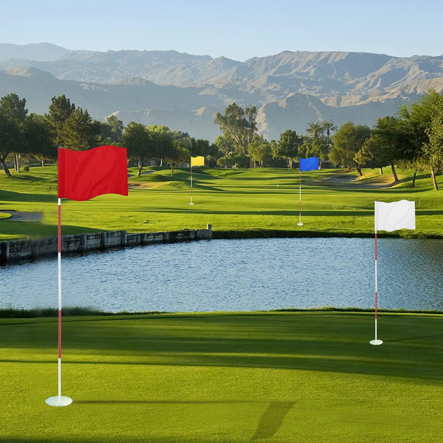 KINGTOP Solid Golf Flag with Plastic Insert, Putting Green Flags for yard, Indoor/Outdoor, Garden Pin Flags, 420D Premium Nylon Flag, 13" L x 20" H, Yellow : Sports & Outdoors