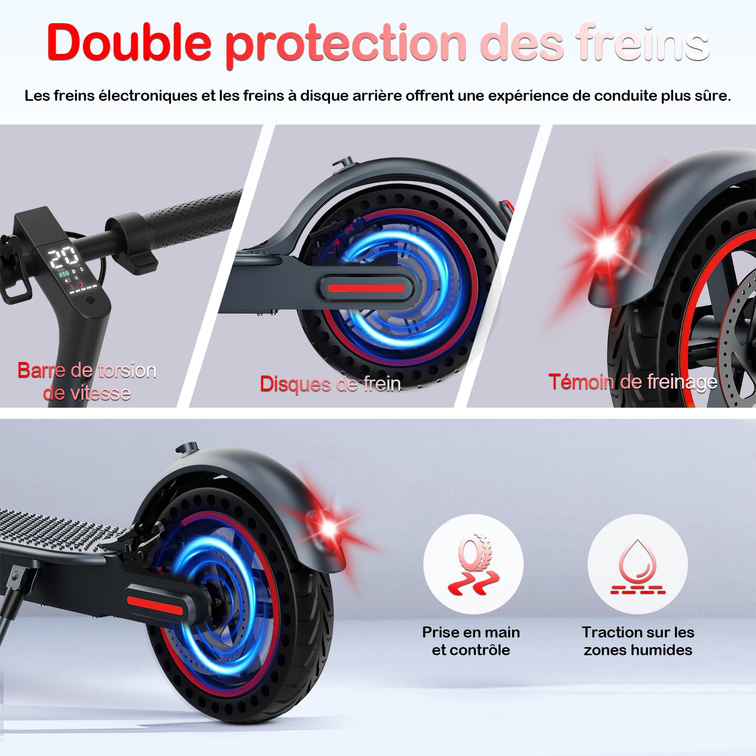 QnQ Monopattino elettrico, Monopattino elettrico da 8,5", Autonomia 25-30 km, Pneumatici a Nido d'ape Antipuntura, Controllo tramite APP e Display LED, Batteria 36V 7.8Ah, Motore 500W, Porta