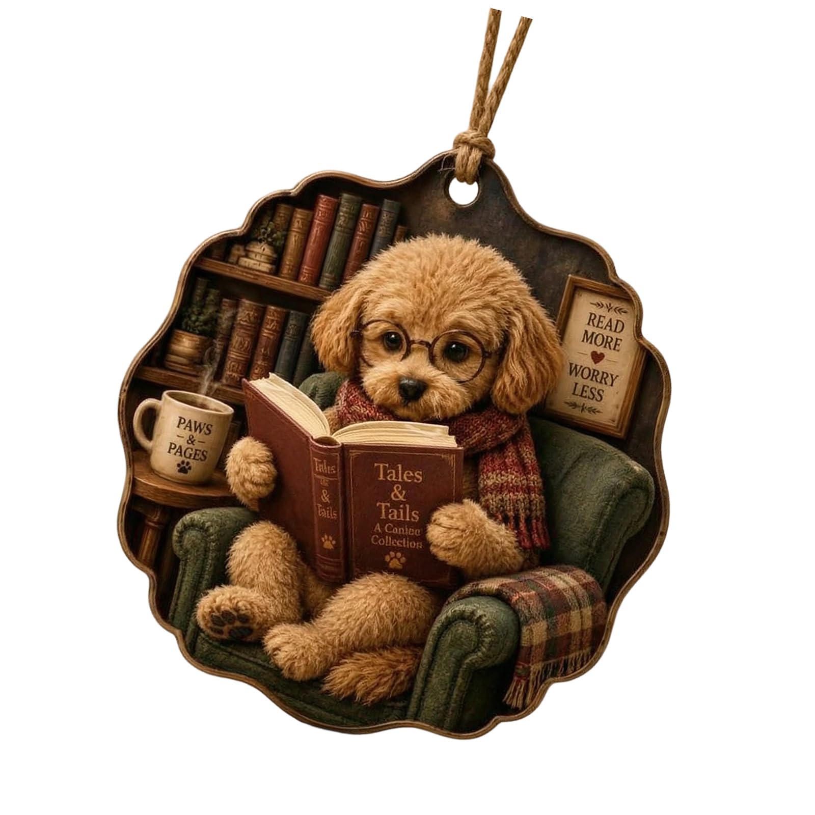 Pangboer E Spac Bookish Ornament, Acrylic Reading Animal Decor With Cord Loop For Trees, Shelves, Classroom Rooms Decoration Literary Room Decor Classroom Reader Accent Shelf Ornament Wall Tre Accent Acrylic