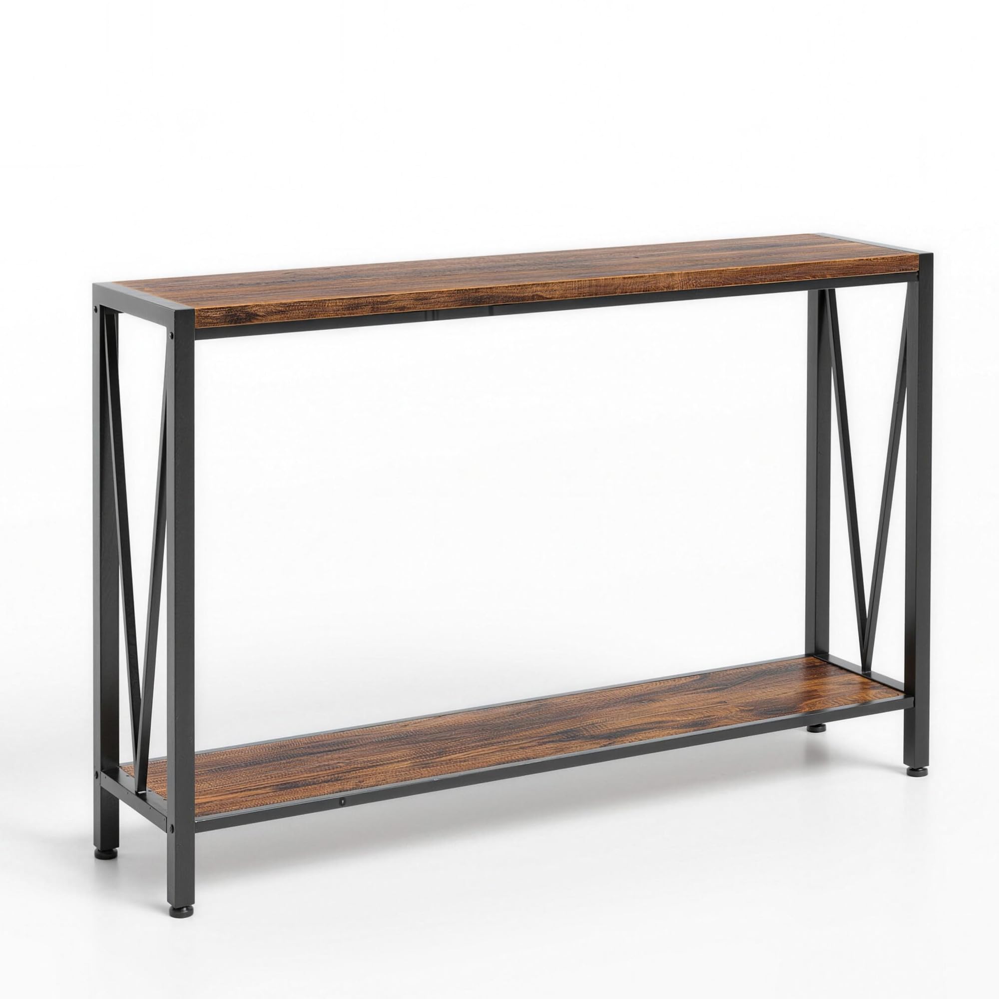 Garvee Entraditas Recibidores, Consola Recibidor, con Espacio de Almacenamiento, Mesa de Sofá Estrecha con Diseño en V,110X25X76 cm(Color Retro)