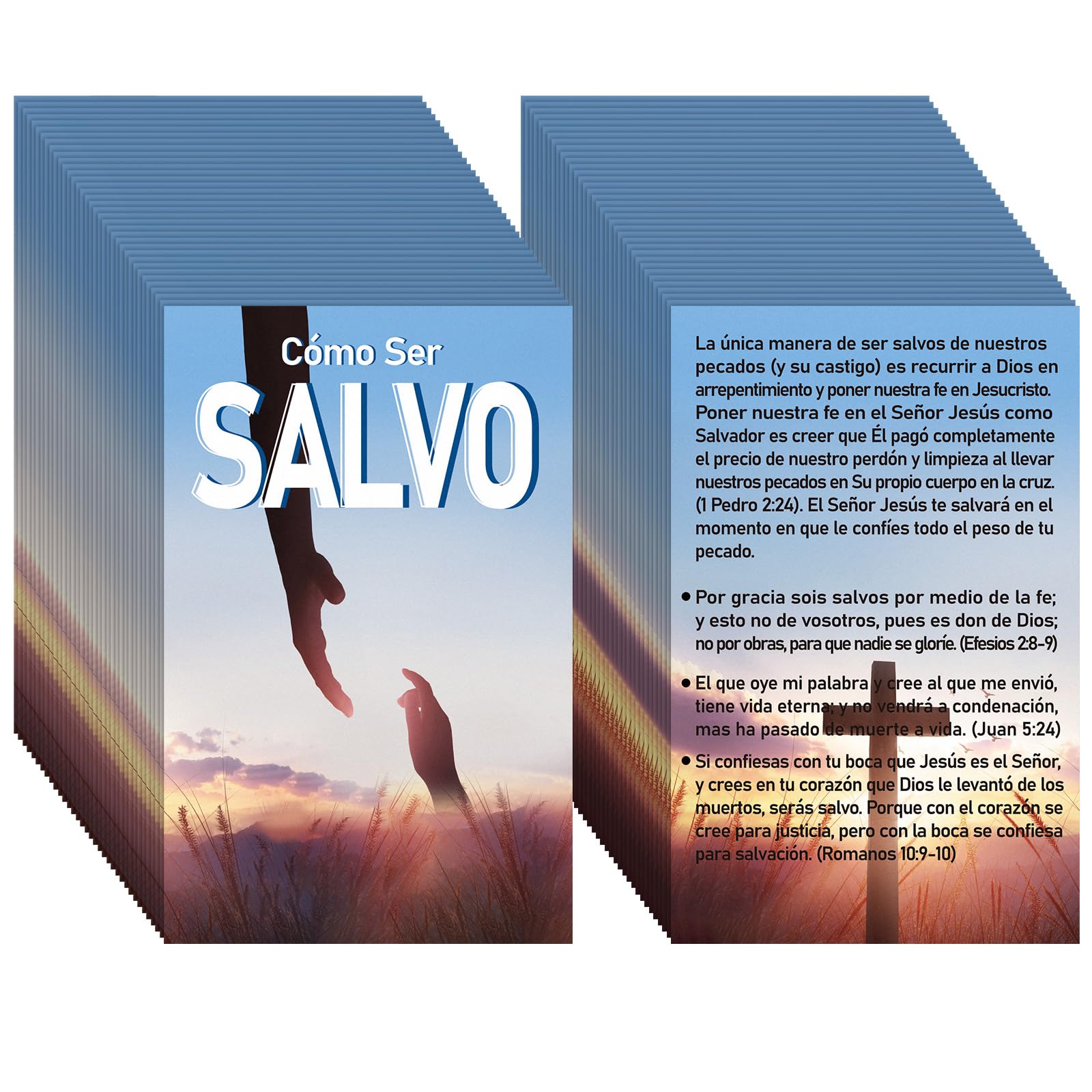 Noveread 200 Pcs Spanish Gospel Tract Card Salvation Cards Pocket Holy Postcards Prayer Postcards Christian Inspirational Bible Verses for Christian