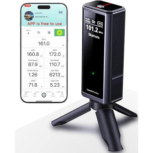 Portable Golf Launch Monitor, Simulators for Home & Training, Mobile Launch Monitor for Golf Swing Analysis, Tracker & Swing Analyzer, Indoor Outdoor Use, Up to 10 Hours Battery Life.