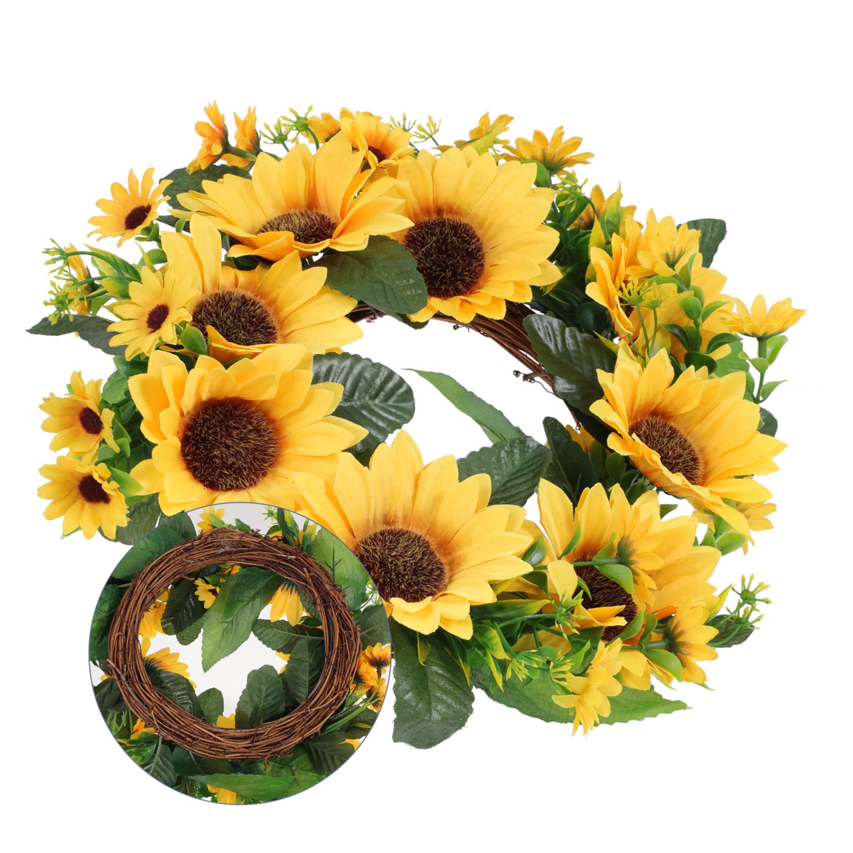 2stücke Künstlicher Sonnenblumenkranz Aus Hochwertigem Material Dekoration Für Frühlings Und Sommerfeste Für Hochzeiten Und Innenräume Pflegeleicht Und Langlebig