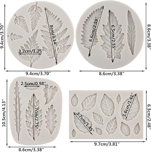 Miniatura 2 de Sijiangmold Molde de silicona para hojas de árbol hojas de helecho moldes de fondant hojas de Monstera moldes de hojas de rosas para decoración de