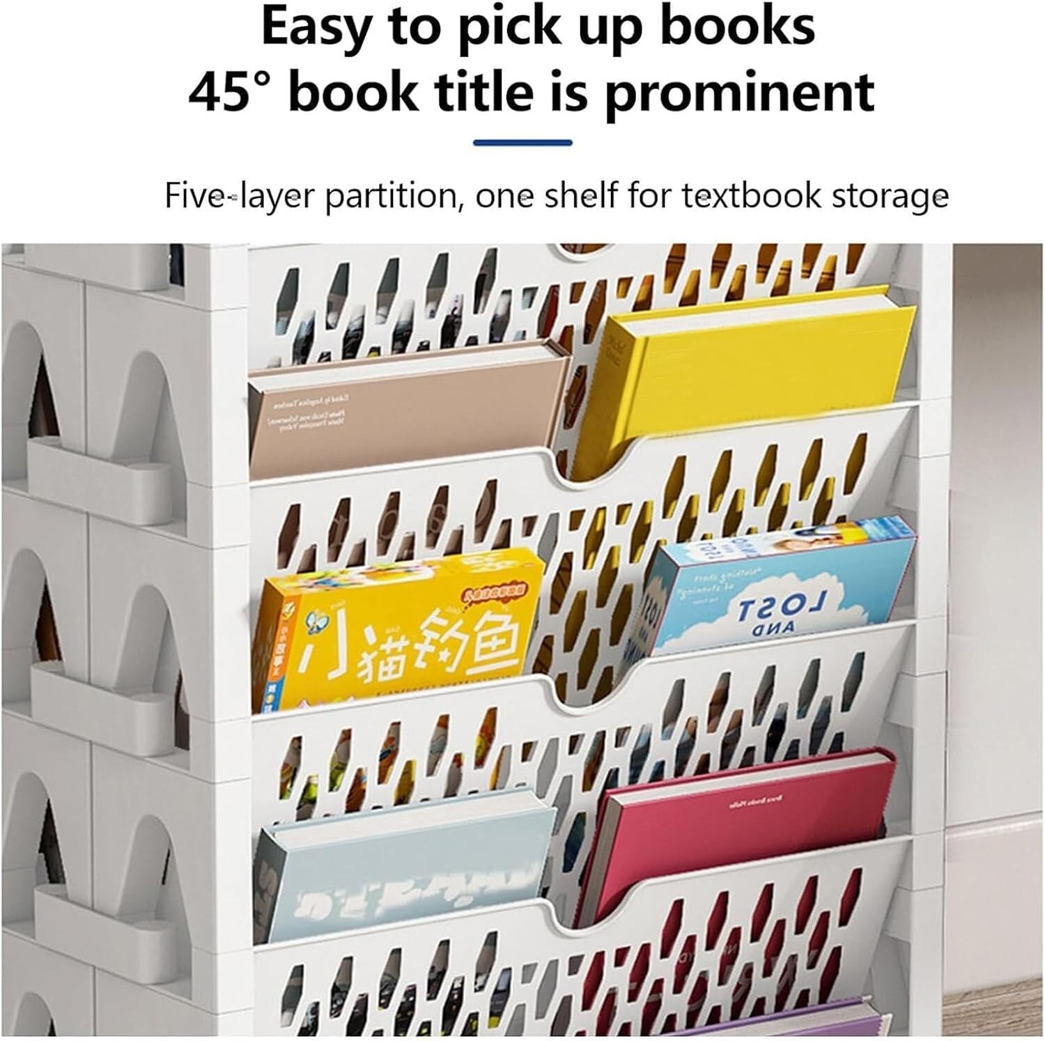 Rolling Book Cart Mobile Bookshelf Free Standing Storage Small Modern Bookshelf with Wheels, Compact Desk Storage Organizer Trolley for Home Shelves Office and School Boo
