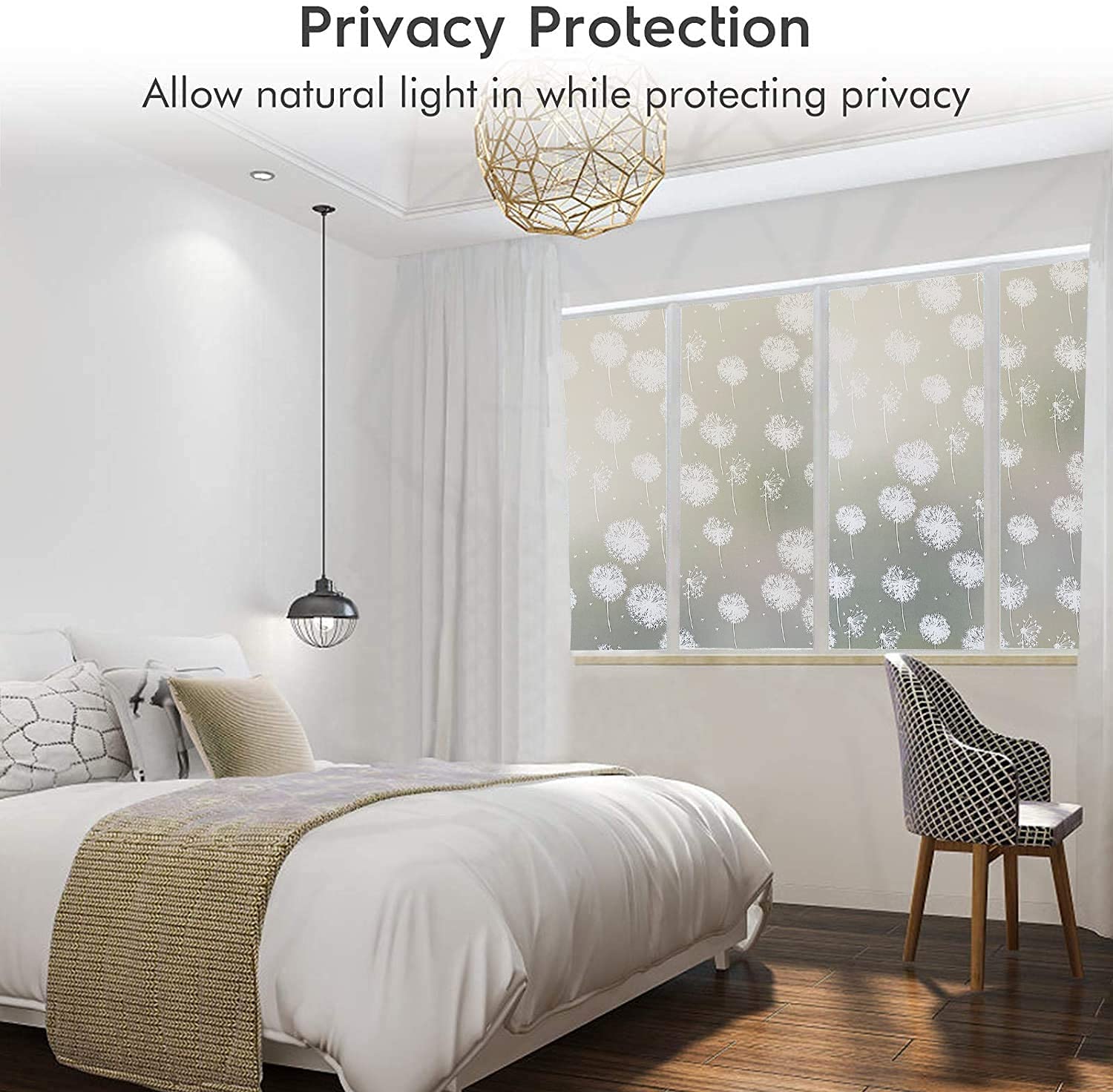 Película para ventanas Película de ventana mate 3D, película autoadhesiva de vidrieras de privacidad, pegatina de ventana esmerilada for puerta de casa Película opaca para ventanas(60 x 200 cm)