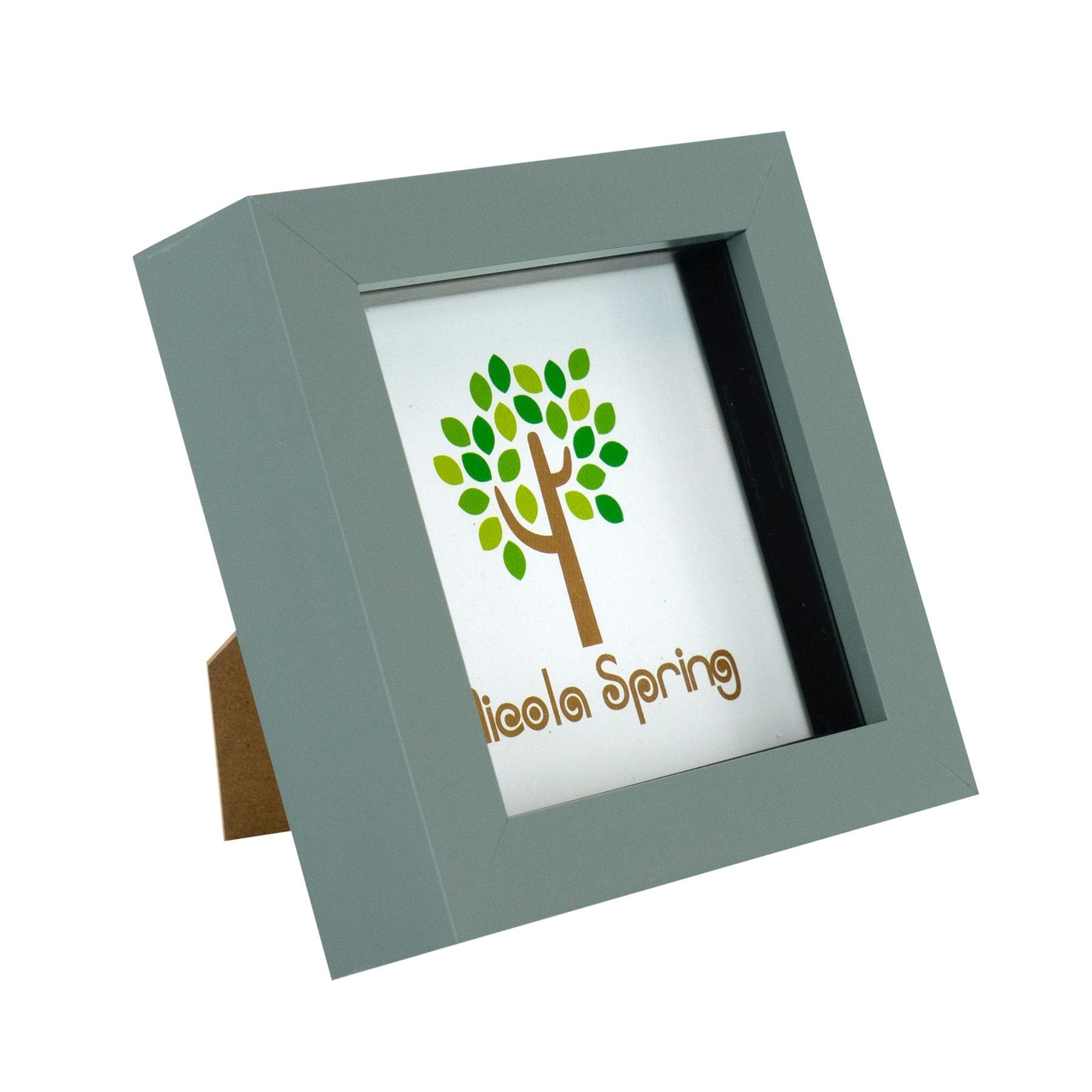 Nicola Spring 3D Shadow Box Photo Frame - 4 x 4 (10 x 10cm) - Pack of 1 - Grey 3D Photo Picture Frame Box Small Square Display Case for Crafts, Keepsakes, Wedding, Graduation