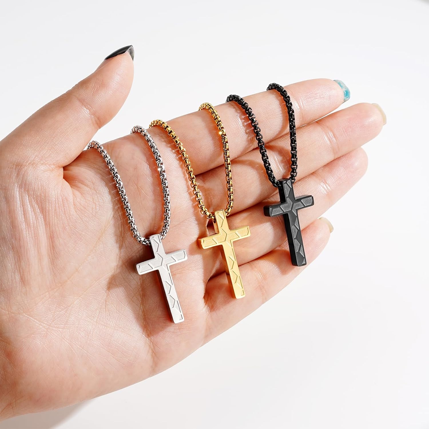 P.BLAKE Soccer Cross Necklace for Boys Men, Stainless Steel Cross Pendant Chain 16/18/20/22/24 Inches Soccer Accessories Religious Valentine's Day Sports Jewelry Gifts - Image 6