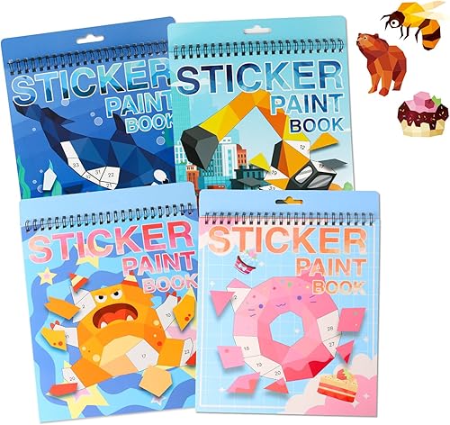 Miniatura 15 de TPQKA Manualidades para niños de 4 a 8 años, libros de pintura con calcomanías, paquete de 6, libros de calcomanías de números para niños y niñas