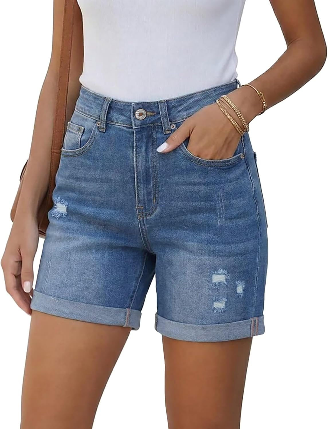 StunShow Women Shorts Casual Stretchy High Waisted Jean Short Cut Off Denim Shorts Trendy