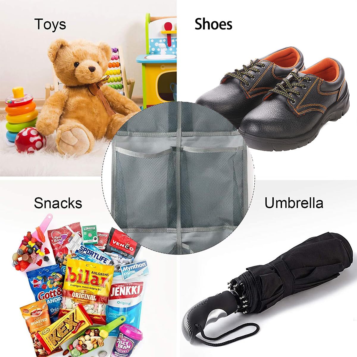 Organizer per scarpe da campeggio, per camper, senza forature, organizer da appendere per armadi, porte, camper, 6 grandi tasche a rete, non tessuto
