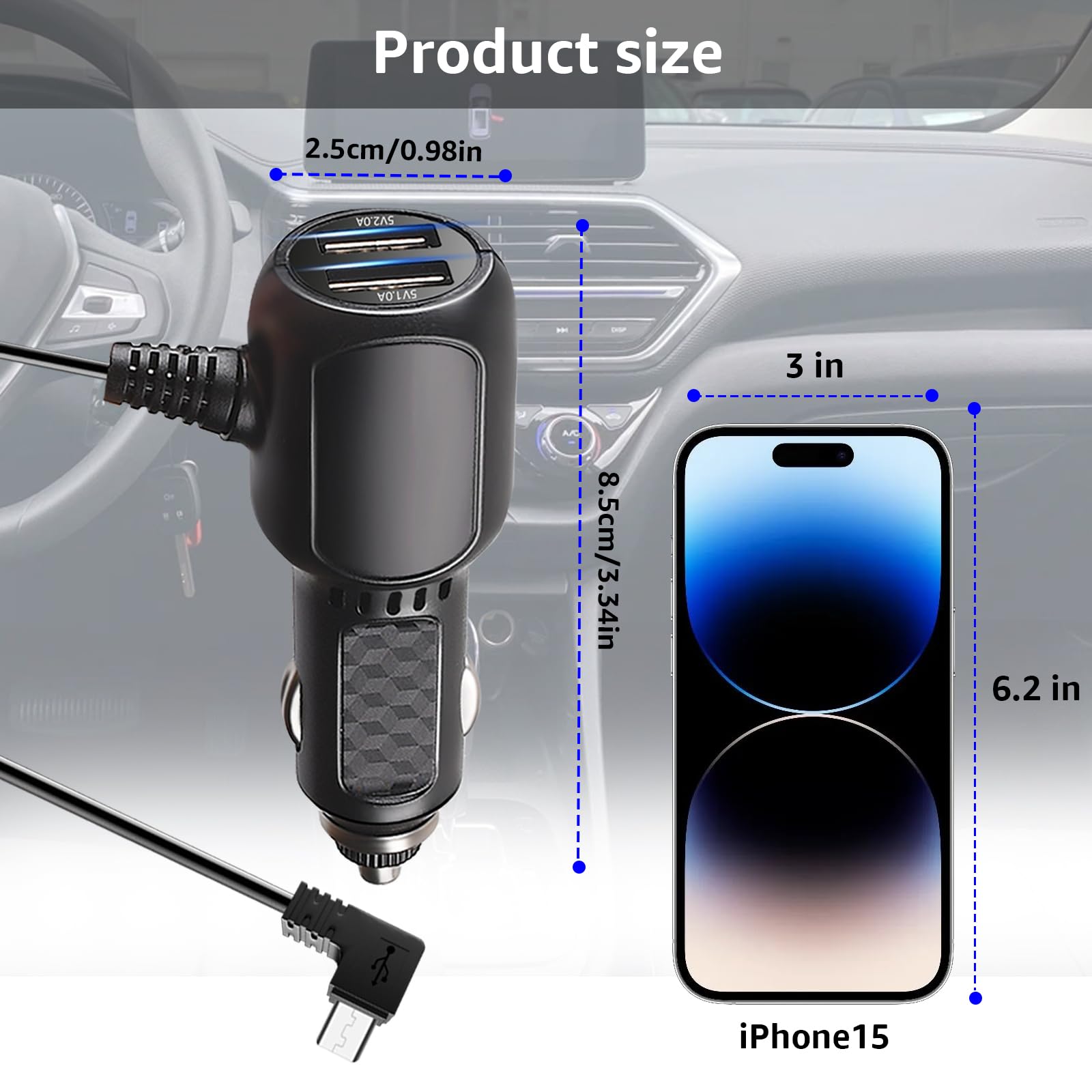 12V Car Vehicle Mount Charger Power Cable Cord for Garmin Streetpilot C550 C580