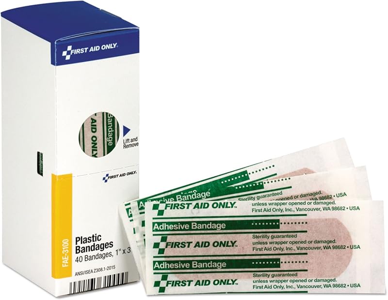 FAE-3100 SmartCompliance Refill Plastic Adhesive Bandages, 1" x 3", 40 Count