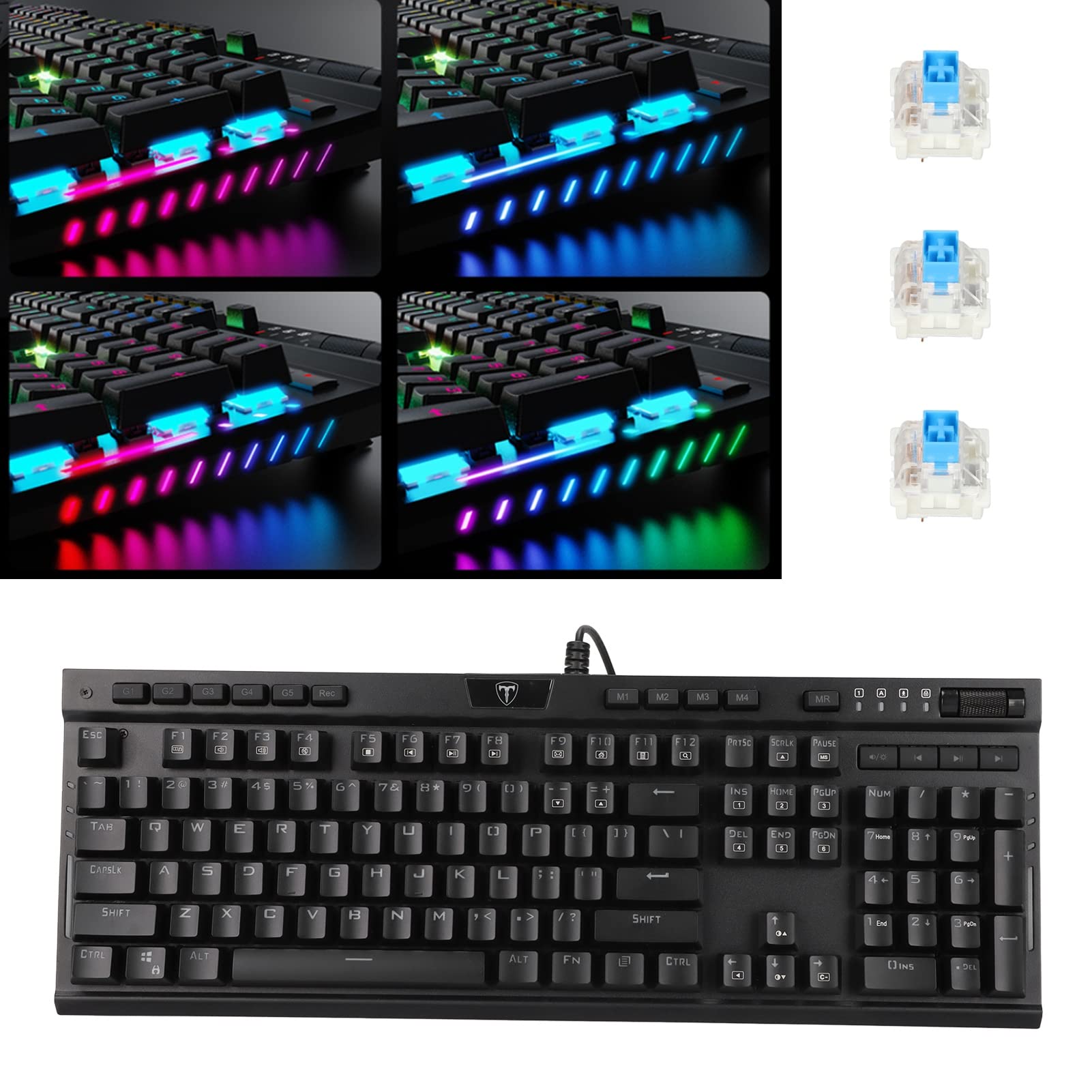 Klawiatura Mechaniczna Przewodowa Klawiatura do Gier z Podświetleniem RGB dla Graczy Komputerowych z Ergonomicznym Podparciem Nadgarstka