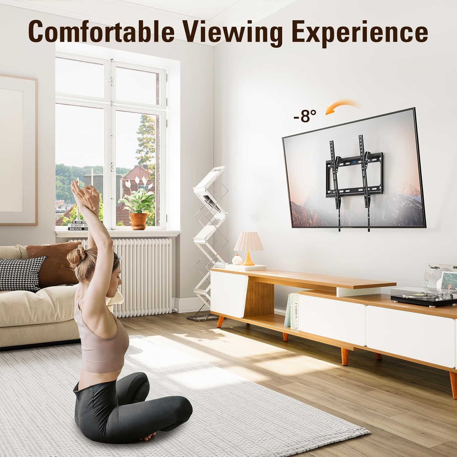 Mounting Dream Tilting TV Mounts for Most 26-60 Inch LED, LCD TVs up to VESA 400 x 400mm and 88 LBS Loading Capacity, TV Wall Mount with Unique Strap Design for Easily Lock and Release MD2268-MK For 26"-60" TV