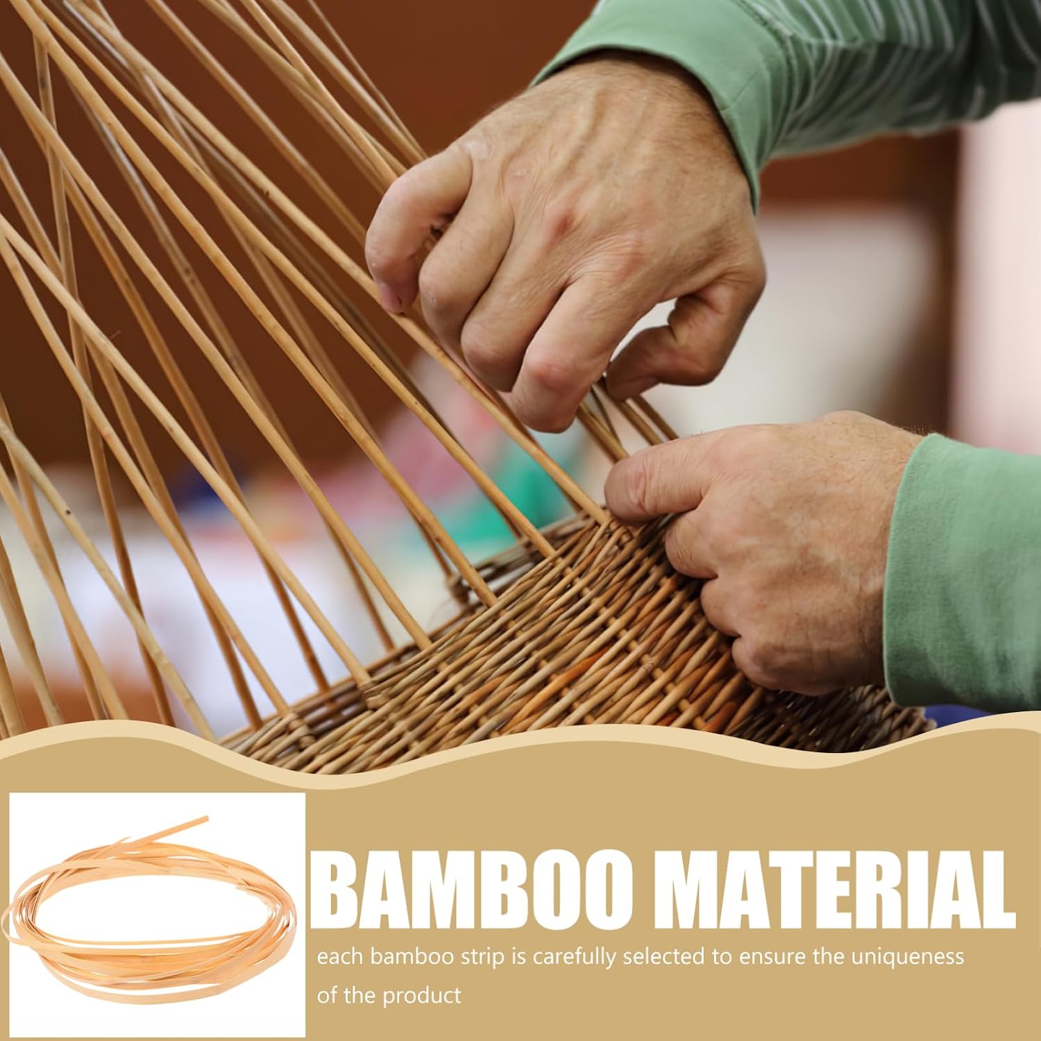 TEHAUX 4 Rolls Cane Strips for Weaving, 0.3/0.5/0.8/1cm Wide Thin Flat Cane Reed, Natural Wood Strips for DIY Basket Weaving, Chair Weaving Material, 30 Feet Long, Beige