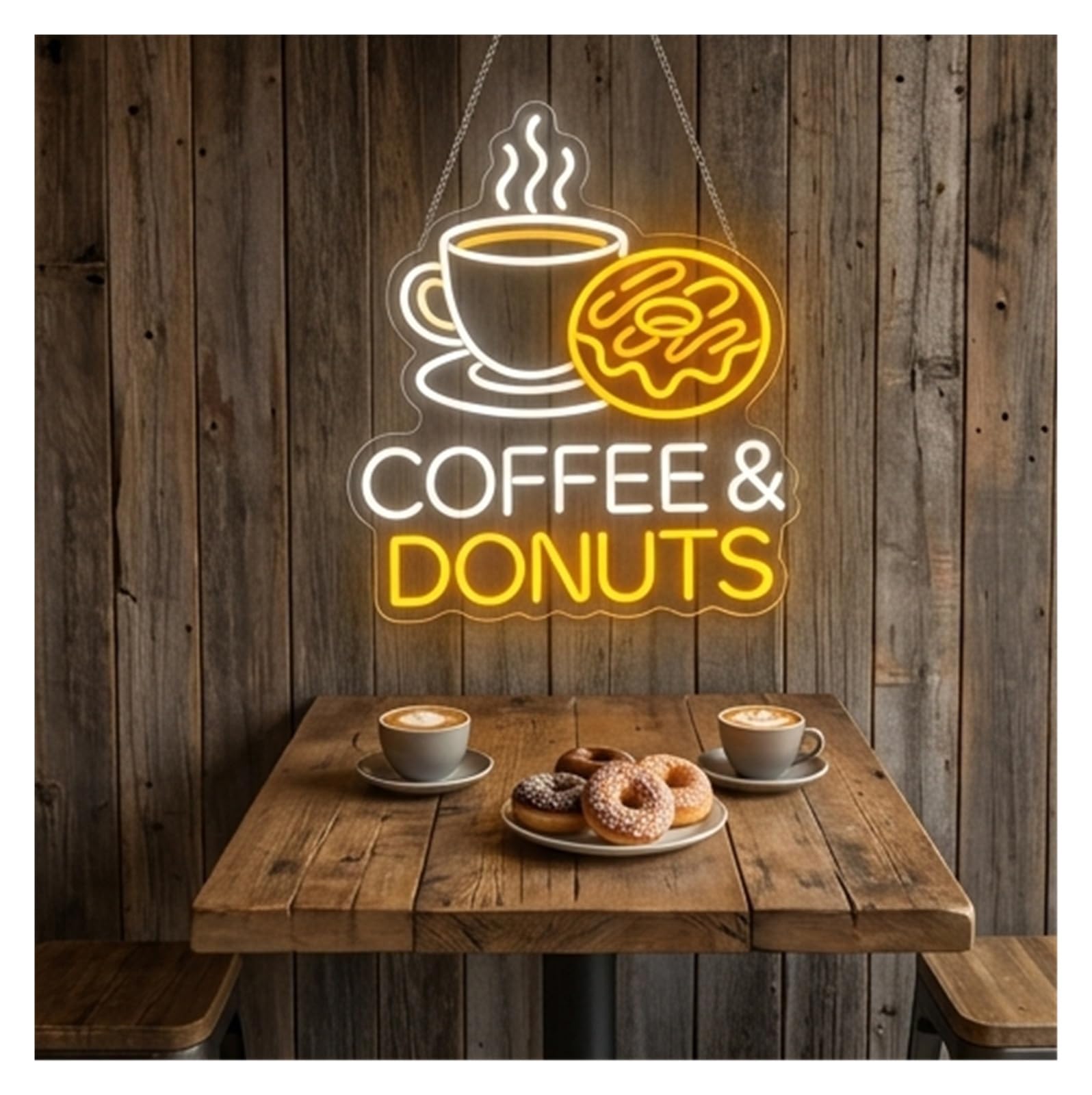 Decoración Lámparas Café Y Donut Letreros De Neón
