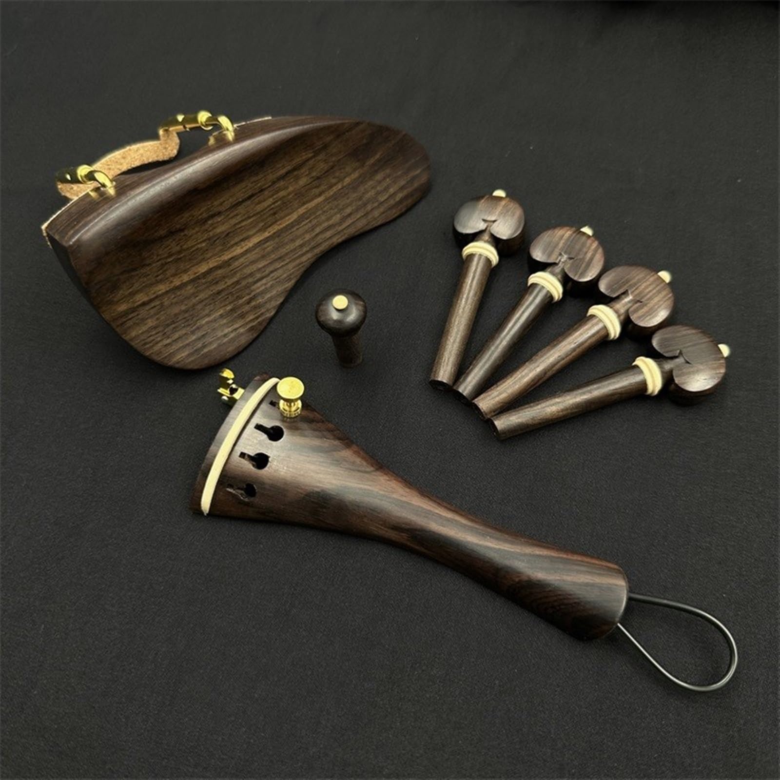 Raccords De Violon Pour Débutant Accessoires Pour Violon 4/4 En Ébène Mentonnière Axe De Piano Planche À Cordes Poteau De Queue Avec Corde De Queue Micro(Gill drag set-b)