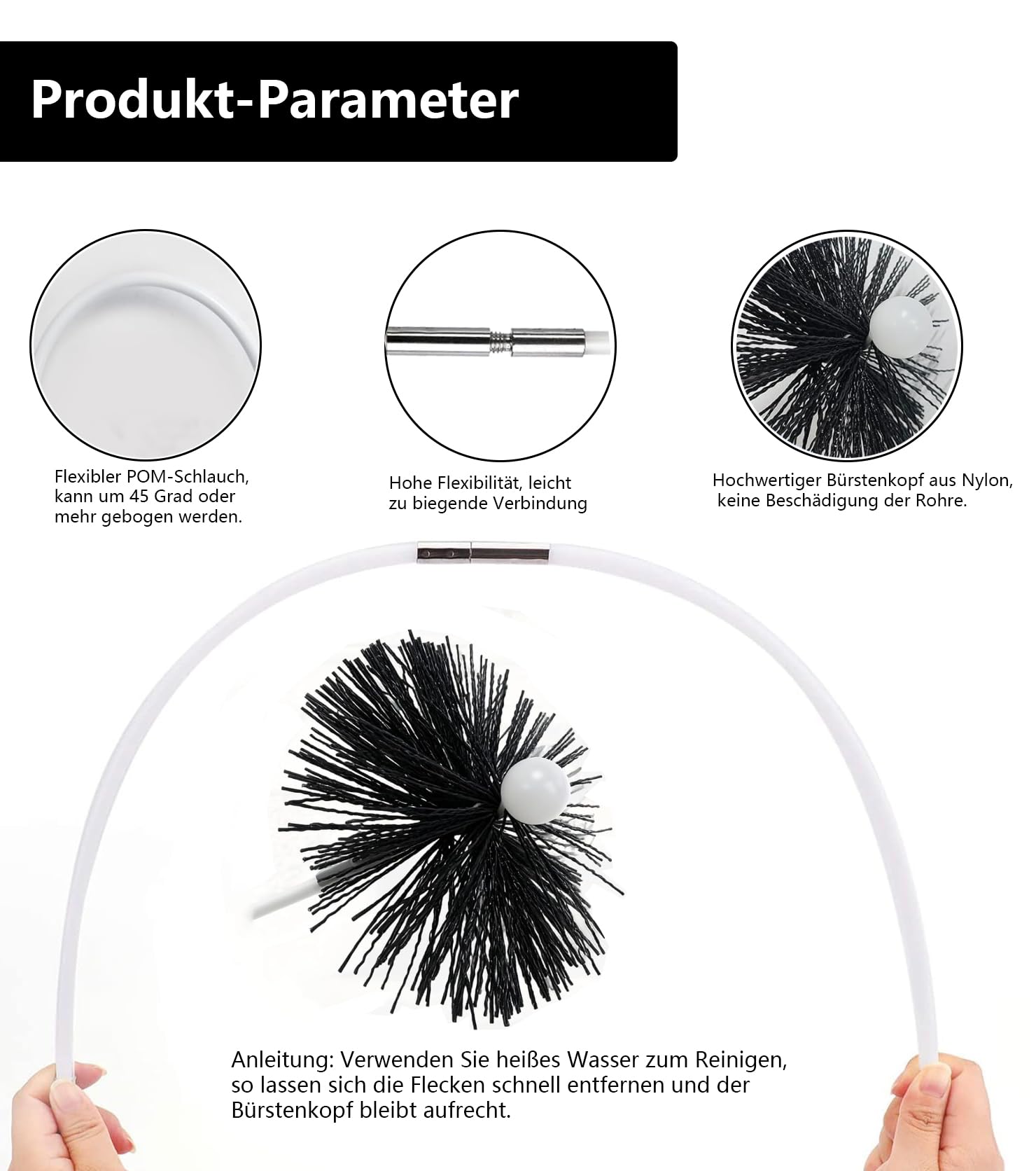 ZHEHNSA Set di 23 spazzole per camino, spazzola per canna fumaria, spazzola per canna fumaria, 150 mm, 40 mm, spazzola per la pulizia del tubo del camino in nylon con aste flessibili, 12 x 410 mm