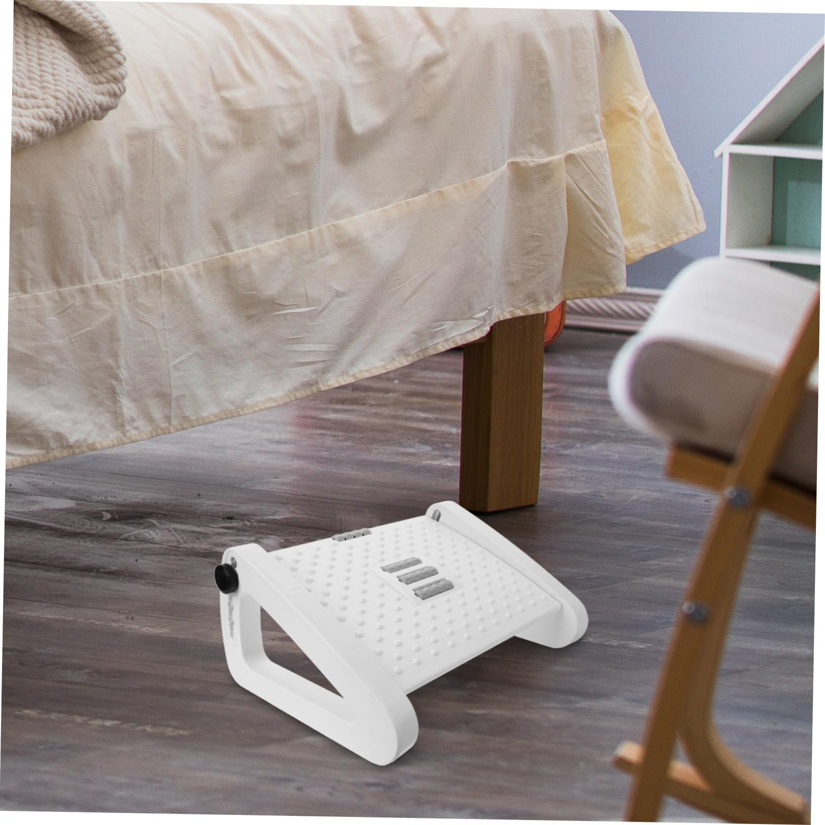 GALPADA Reposapiés Soporte Fuerte y Ergonómico para Oficina y Hogar de Plástico Blanco Rodillo de Masaje Ajustable para Personas Mayores y Adolescentes