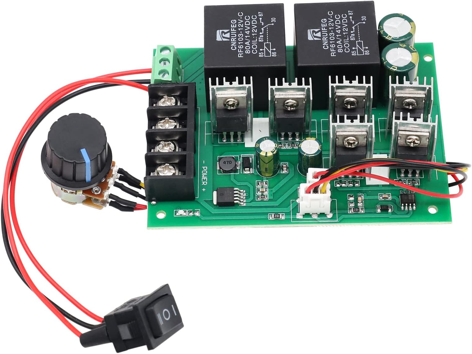 RUIZHI DC Motor Controller,DC 9-50V 40A DC Motor Speed Control Reversible PWM Controller 12V 24V 36V 48V 2000W Forward Reverse Switch