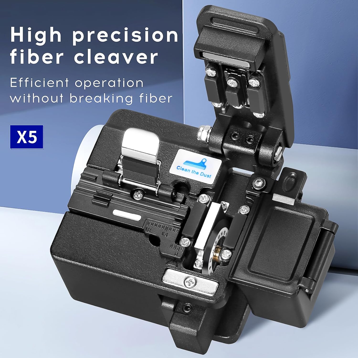 Optical Fiber Cleaver High precision stripping tool X5 cable cutter 16 cutting points 48000 times Hot melt Cold joining Fiber cutting knife with 1pcs spare blade