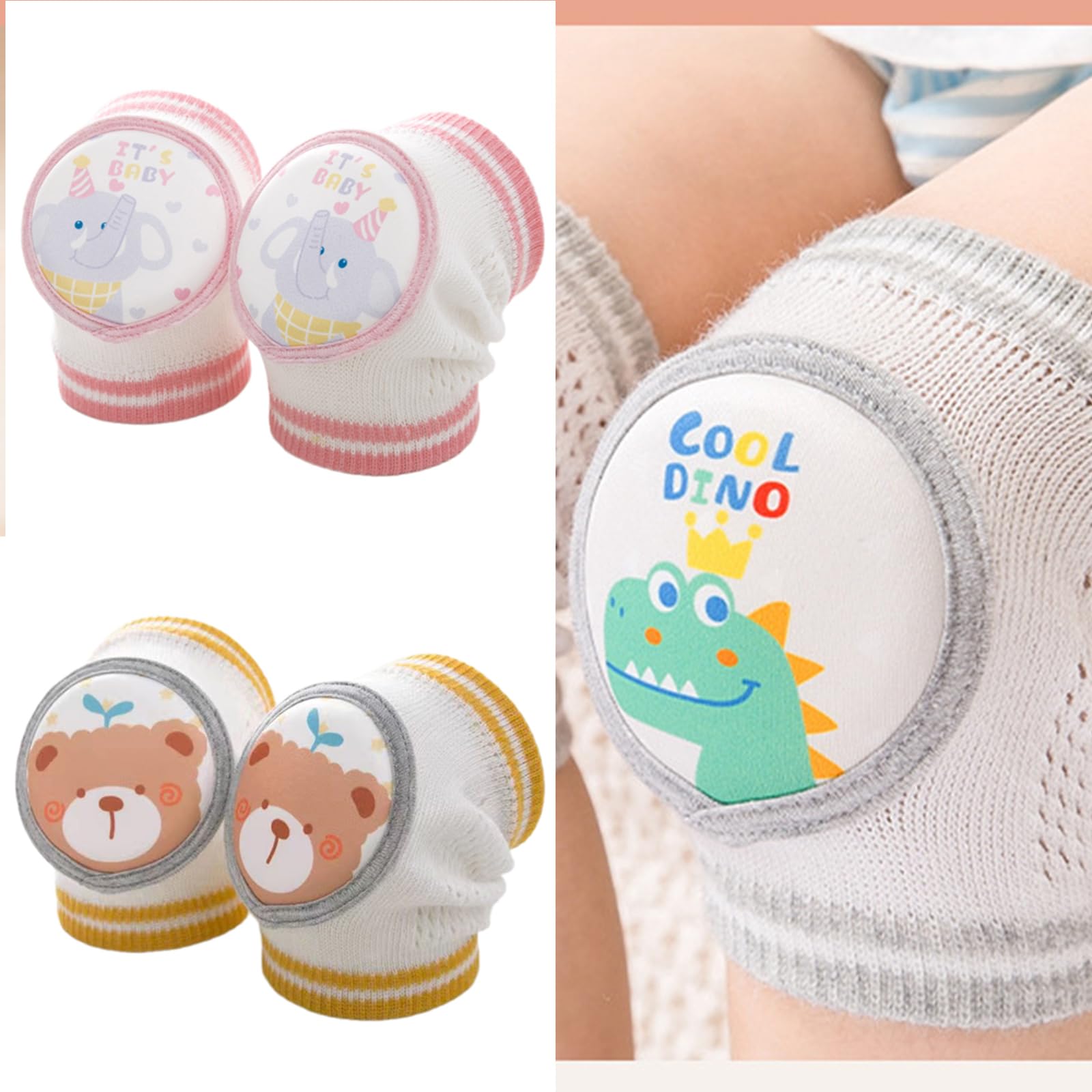 Ginocchiera in cotone traspirante per bambino attivo antiscivolo per gattonare protezioni morbide traspiranti per il ginocchio del bambino doccia regalo
