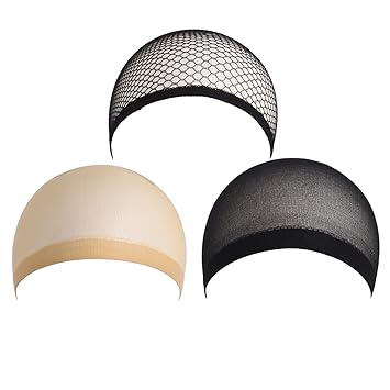 Neutral Beige Yellow/Black: Mapofbeauty 3 Pieces One Size Wig Caps (1 Beige Yellow Nylon Hair Net + 1 Black Nylon Hair Net + 1 Black Elastic Hair Mesh)