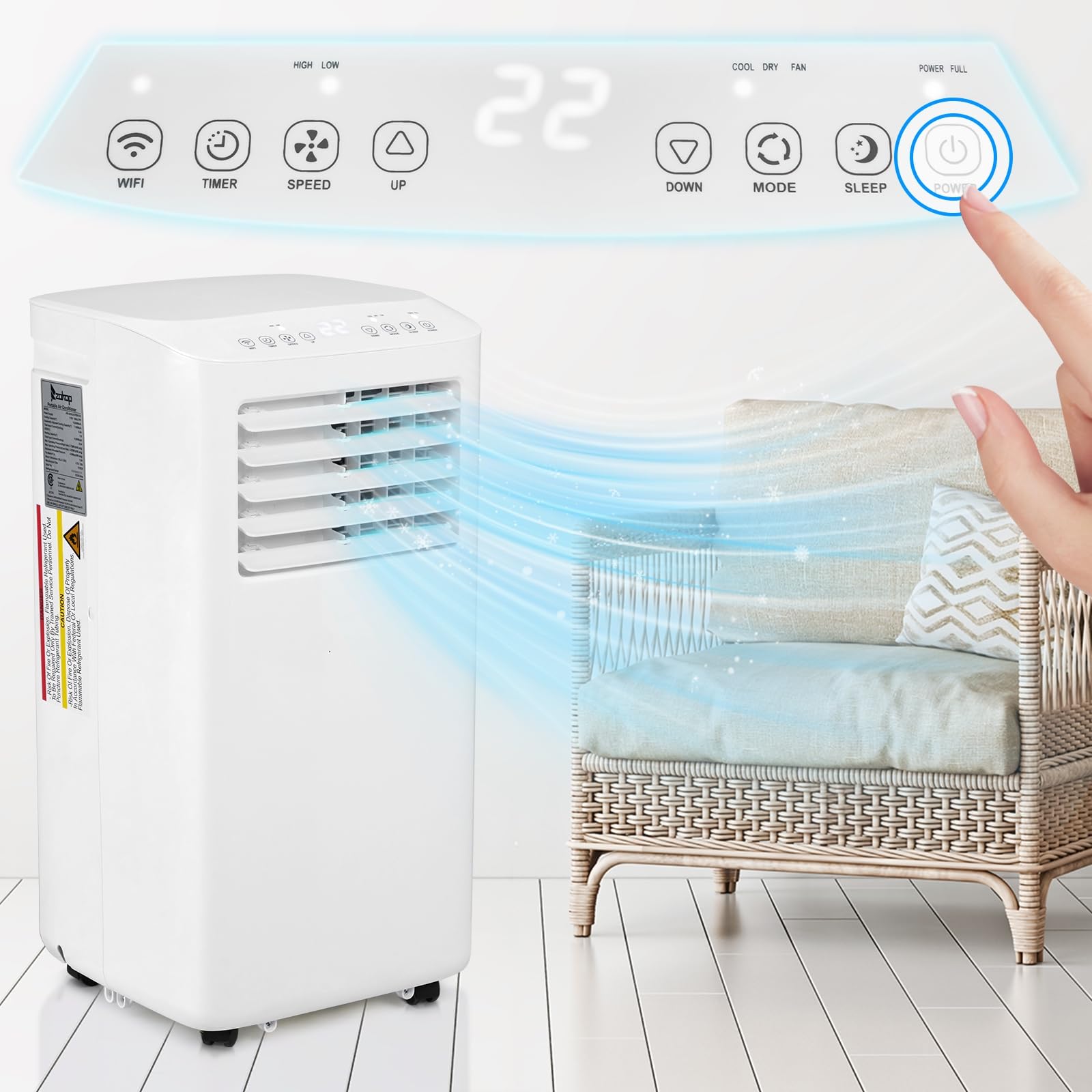 LEADZM Mobile Klimagerät klimaanlage,10000 BTU 1120W, Raumgröße bis 32㎡,Air Conditioner mit Abluftschlauch,Kühlen,Ventilieren,Entfeuchten