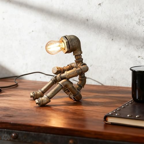 Miniatura 5 de Lámpara de mesa Steampunk regulable, luz Edison, lámpara de escritorio industrial retro, lámpara de escritorio única, iluminación de mesa de hierro,