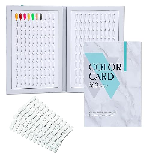 NMKL38 Tabela de exibição de unhas de 180 cores, organizador de esmalte de gel, cartão colorido com 240 pontas de unhas postiças para salão de beleza, tabela de amostras, livro de prática de pintura