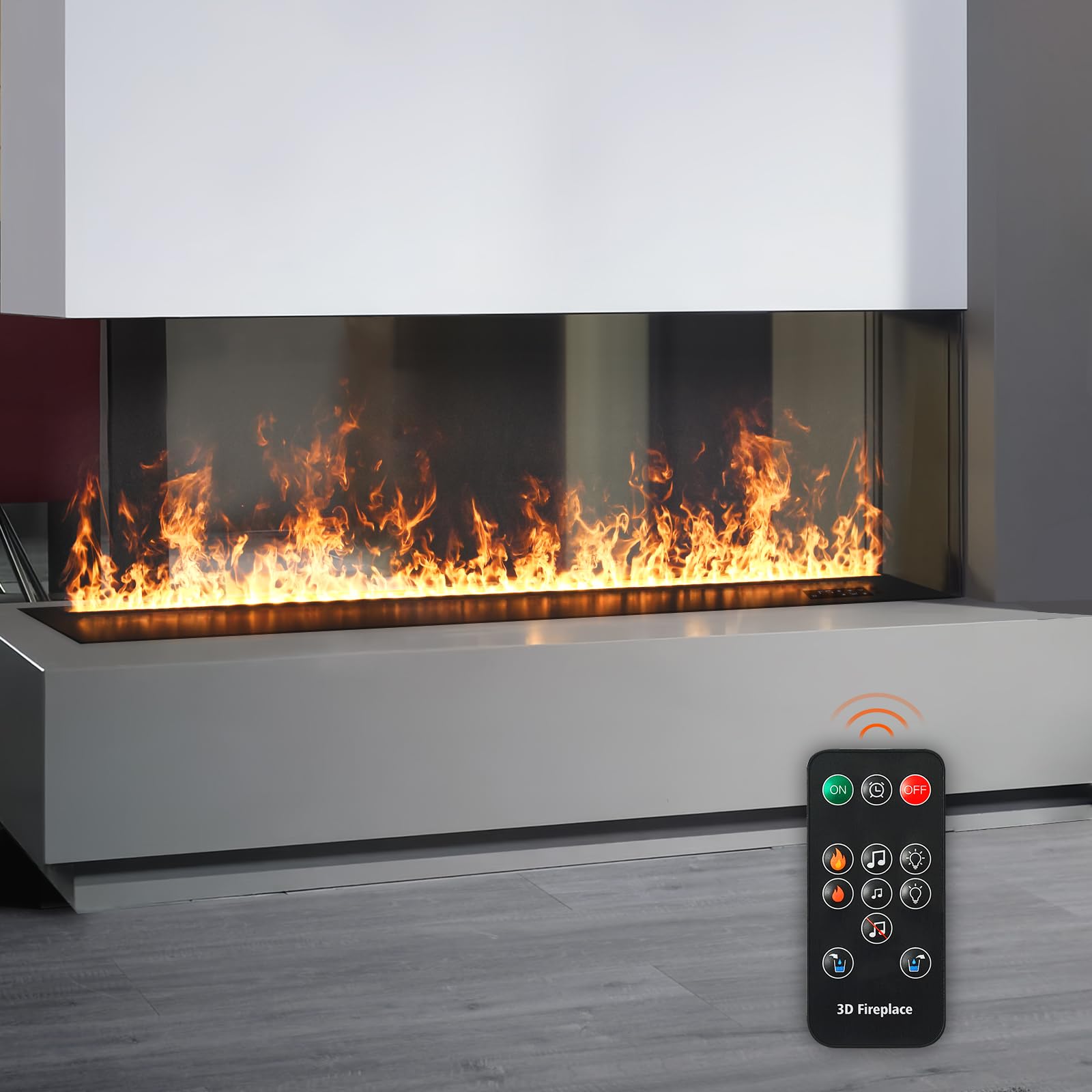 Camino a vapore Mexhom, Camino elettrico a fiamma 3D, 150cm Nessun calore | 3D effetto fiamma, adatto per camera da letto, soggiorno, mobili, animali domestici, umidificatore, silenzioso
