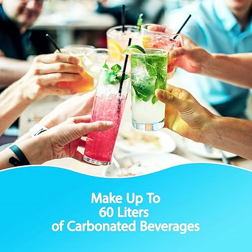 Miniatura 4 de GreatWhip Cilindro de CO2 de 60L para Sodastream, carbonatador de intercambio compatible con electrodomésticos SodaMaker, cilindro roscado, juego de