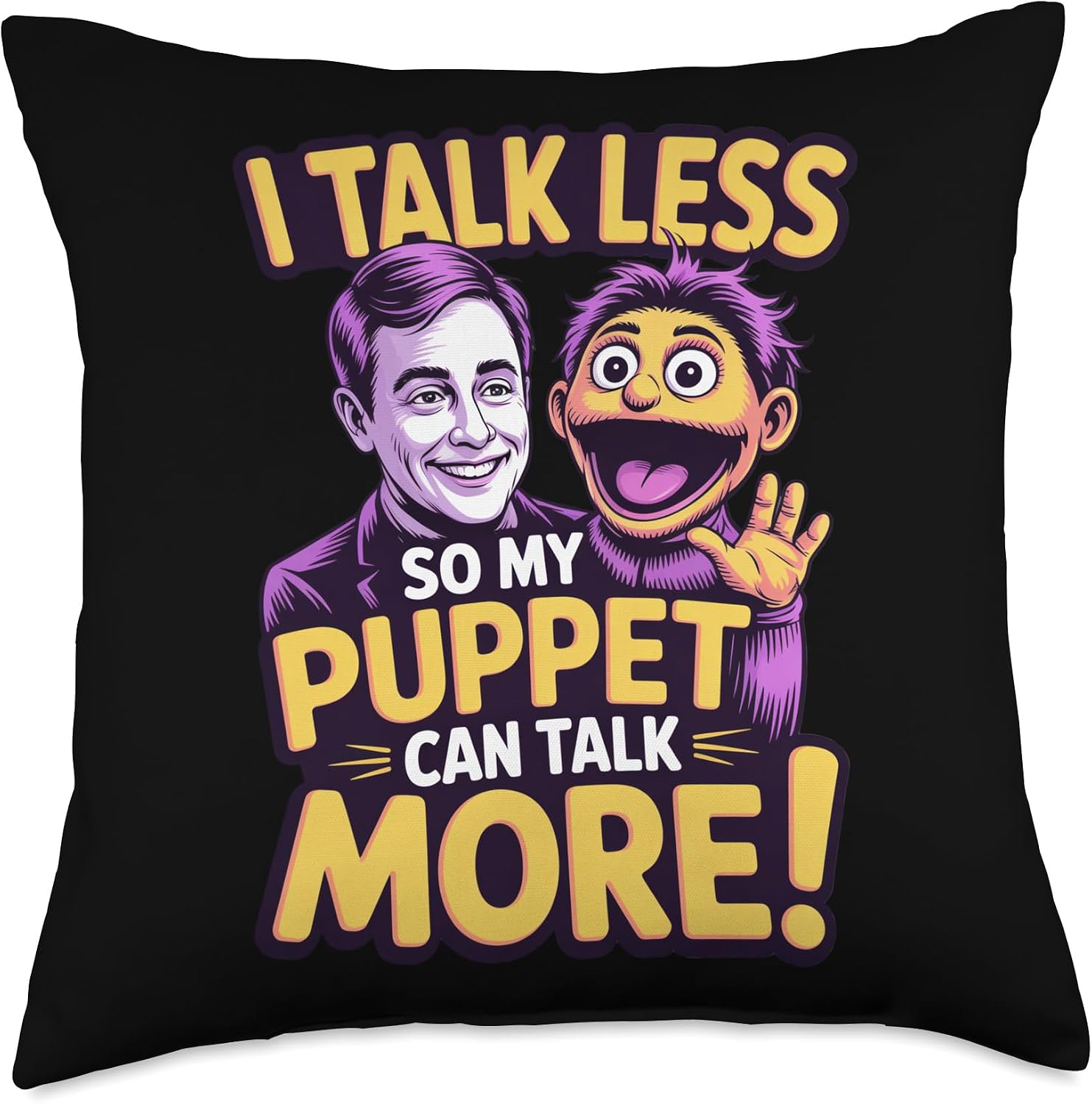 Ventriloquist Puppetry Performer Stage Act Throw Pillow