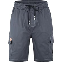 Mens Casual Twill Cargo Shorts Cotton Drawstring Classic Cargo Stretch Short with 6 Pockets