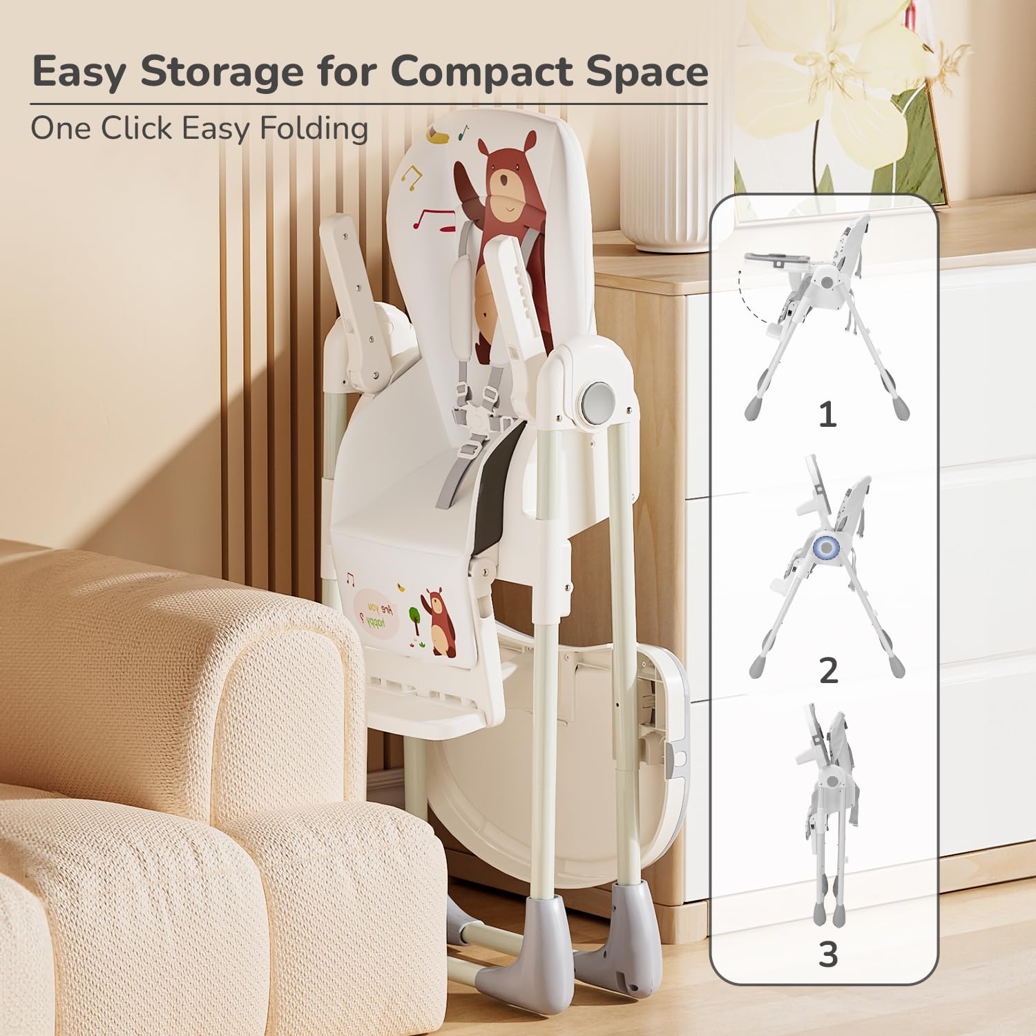 R for Rabbit Marshmallow Lite Baby Feeding High Chair for Babies, 6 Levels Smart Baby Feeding High Chair (Grey) 4