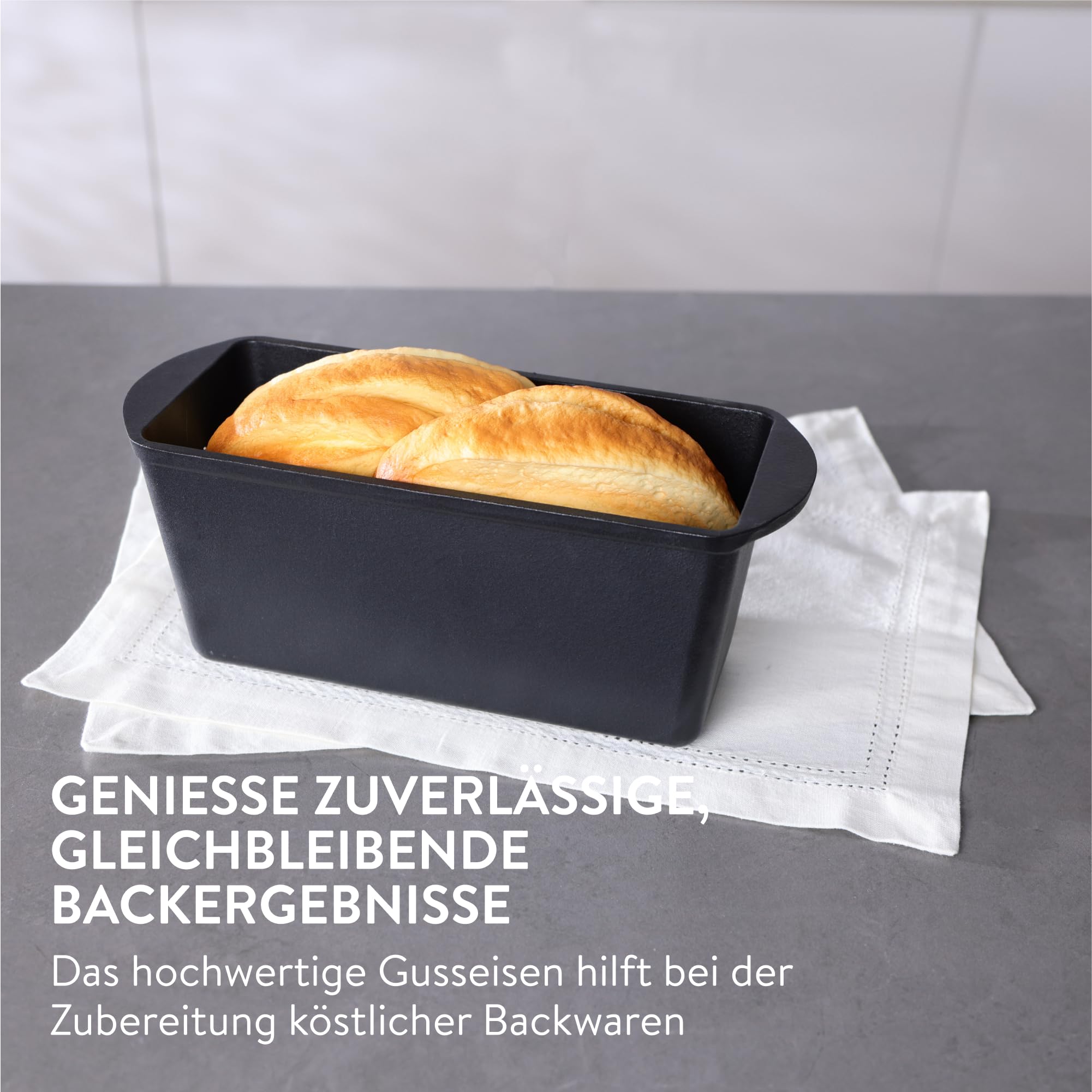 Navaris Gusseisen Brotbackform 34 x 13cm - Brotbacktopf - Emailliert, Brottopf - Gusseisen Topf Brot backen, Brot Backen Zubehör, Toastbrot Backform, Brotform, Für Braten, Backen